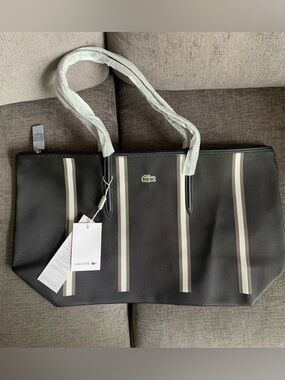 Lacoste L.12.12 Concept Tote handbag White strips NWT